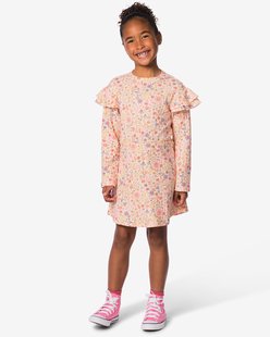 HEMA Kinderjurk A-lijn rib bloemen roze (roze)
