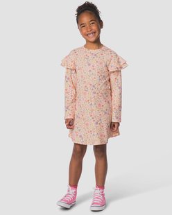 HEMA Kinderjurk A-lijn rib bloemen roze (roze)
