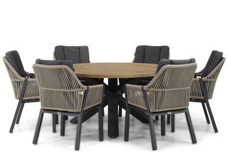 Lifestyle Verona/Rockville 160 cm rond dining tuinset 7-delig