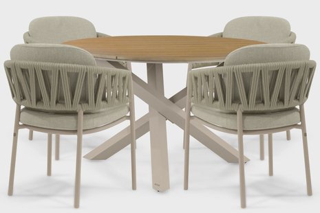4 Seasons Outdoor Calma/Ancona 125 cm dining tuinset 5-delig