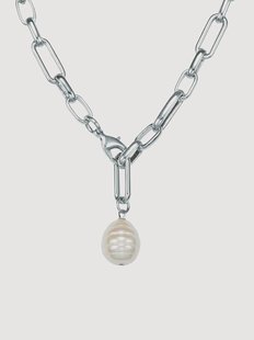 Zilverkleurige ketting Capucine met parels