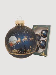 Handbeschilderde kerstballen Midnight Before Christmas, 4-delig