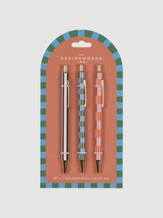 Pennen Stripes &amp; Checks, 3-delig