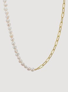 Goudkleurige ketting Meadow met parels