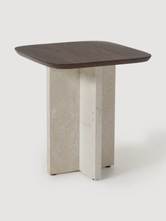 Bijzettafel Naida van eikenhout en marmer