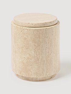 Travertijnen opbergpot Susan, H 14 cm