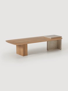 Salontafel Naida van eikenhout en marmer