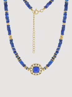 Vergulde halsketting Neo met lapis lazuli