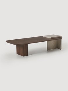Salontafel Naida van eikenhout en marmer