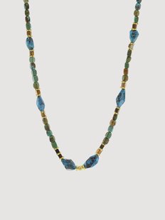 Vergulde halsketting Neo met turquoise &amp; hematiet
