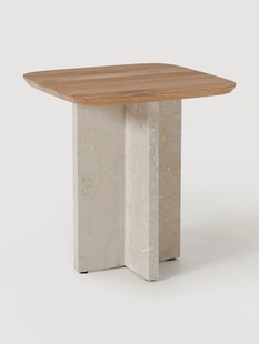Bijzettafel Naida van eikenhout en marmer