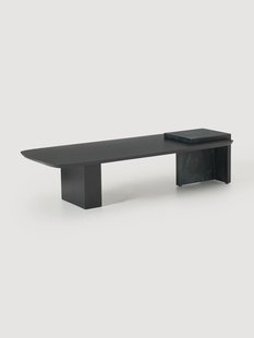 Salontafel Naida van eikenhout en marmer