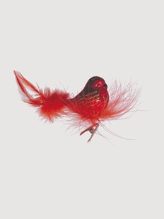 Handgeschilderd, mondgeblazen kerstornament met vogels met verenstaart