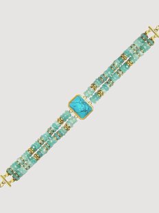 Goudkleurige armband Neo met turquoise &amp; amazoniet