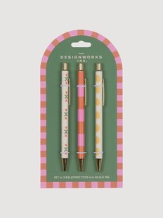 Pennen Flower &amp; Stripe &amp; Lemon (set van 3)