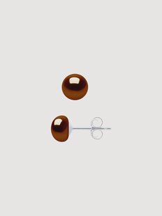 Zilveren oorbellen Deep Chocolate met parels