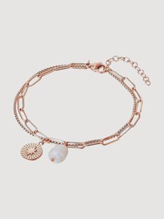 Armband Beate met parel, ros&eacute;goudkleurig