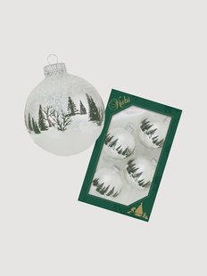 Handbeschilderde kerstballen Snow Hare, 4-delig