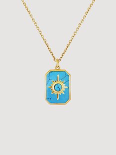 Vergulde halsketting Neo met turquoise