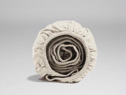 Yumeko Hoeslaken percal katoen white sand 90x190x30 100% biologisch en fairtrade katoen, percal geweven