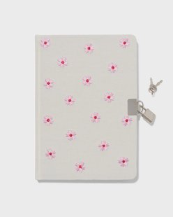 HEMA Dagboek 21.2x15cm slot borduursel bloemen