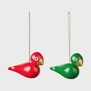 Kay Bojesen Denmark Kay Bojesen Christmas birds kersthanger 2 delen Rood-groen