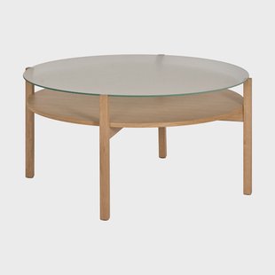 1898 Lid salontafel Witgepigmenteerd eikenhout-glas, Ø90 cm
