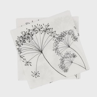 Scandi Essentials Botanical papieren servet Wit-zwart, 20-pack, 33x33 cm