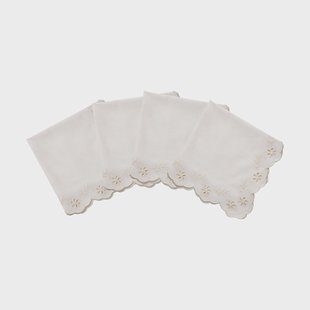 Pick a Poppy Lace katoenen servet offwhite, 4-pack, 45x45 cm