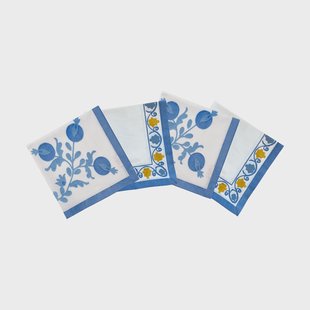 Pick a Poppy Suzani katoenen servet Blue, 4-pack, 45x45 cm