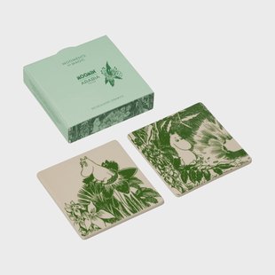 Moomin Arabia Mystikens skog Moomin onderzetter Groen, 10x10 cm, 2-pack