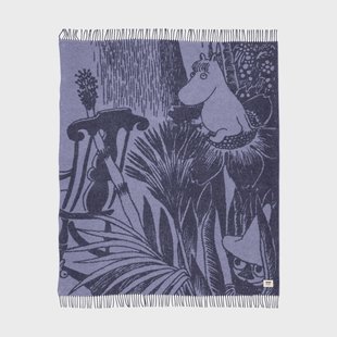 Moomin Arabia Mystikens skog Moomin wollen plaid Blauw, 130x170 cm
