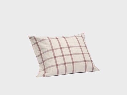 Yumeko Kussensloop flanel mauve check 65x65 100% biologisch katoen, flanel (licht geborsteld)