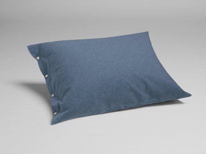Yumeko Kussensloop flanel denim blue 65x65 100% biologisch katoen, flanel (licht geborsteld)