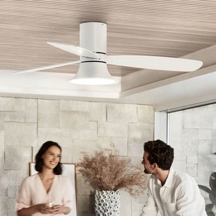 Flusso plafondventilator met verlichting, wit, Ø 132 cm, stil - Beacon Beacon Lighting - Woonkamer - Modern - Hout