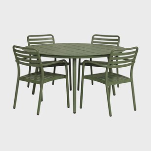 1898 Marsala eettafel Ø140 cm + Messina armstoel 4 stuks, Mosgroen