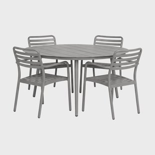1898 Marsala eettafel Ø140 cm + Messina armstoel 4 stuks, Taupe