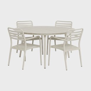 1898 Marsala eettafel Ø140 cm + Messina armstoel 4 stuks, Gebroken wit