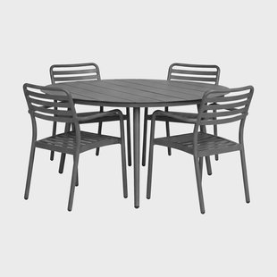 1898 Marsala eettafel Ø140 cm + Messina armstoel 4 stuks, Antraciet