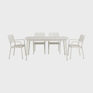 1898 Marsala eettaafel 152x90 cm + Messina armstoel 4 stuks, Gebroken wit