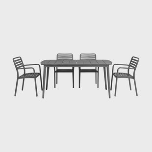 1898 Marsala eettafel 152x90 cm + Messina armstoel 4 stuks, Antraciet