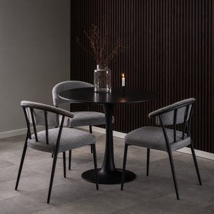 Marly ronde eettafel keramiek zwart - Ø90x75 cm