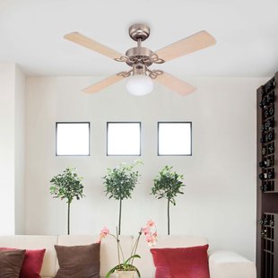 Plafondventilator met verlichting Vegas, aluminium en hout, stil, Westinghouse - Woonkamer - Modern