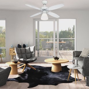 Capitol plafondventilator met verlichting, wit-beuk - Westinghouse - Woonkamer - Modern - Hout