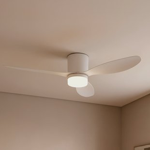 Kayu LED plafondventilator, wit, DC, stil, Ø 132 cm - Lucande - Woonkamer - Modern - Kunststof - 1 lamp