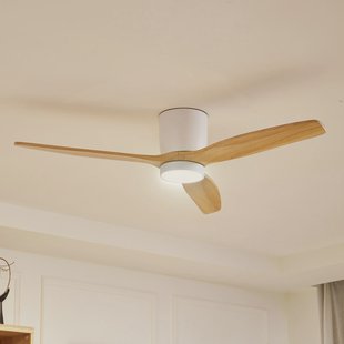 Faipari LED plafondventilator, wit, DC, stil, 132 cm - Lucande - Woonkamer - Modern - Hout - Rond