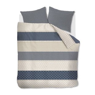 Riviera Maison Ropes katoenen grafische lits-jumeaux dekbedovertrek 240x220 cm - blauw