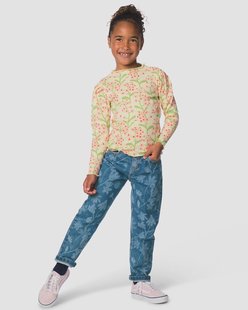 HEMA Kinderjeans mom fit bloemen denim (denim)