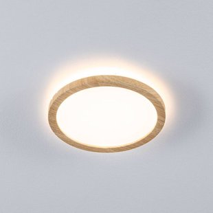 Paulmann LED paneel Atria Shine Ø19 cm hout IP44 3000K aan/uit