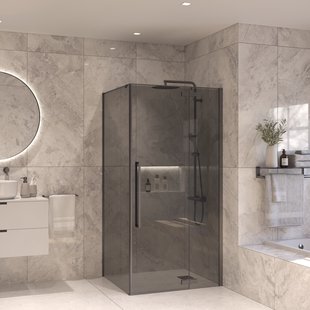 Douchecabine Sanivo Vigo Met Vast Paneel Rookglas Met Montagesets Gunmetal (Alle maten)